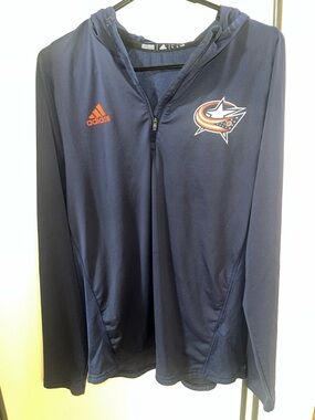 adidas Columbus Blue Jackets qtr zip hoodie (LIKE NEW)